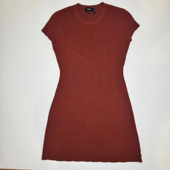 Theory Branteen Mini Sheath Dress Brown Rust Women’s Small Naturecore Neutral - Picture 5 of 14